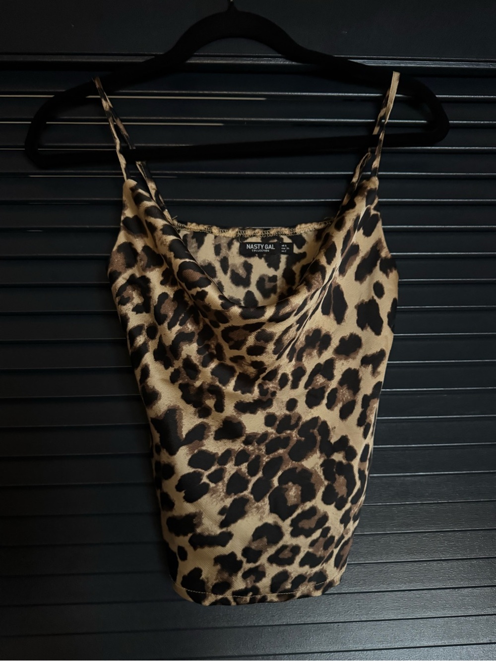 Nasty Gal Leopard Satin Cowl-Neck Camisole Size 2